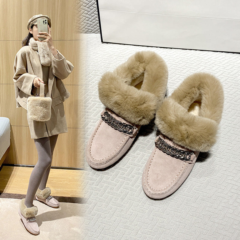 Women's Fluffy Thermal Cotton Rabbit Fur Height Boots