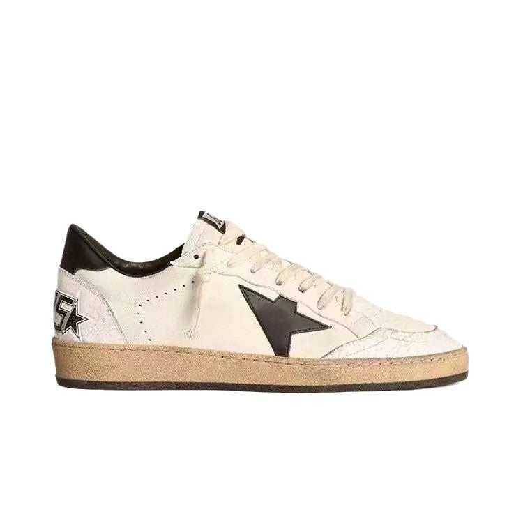 Style Round Toe Golden Goose Star Height Increasing Insole Lace Men's Board Shoes