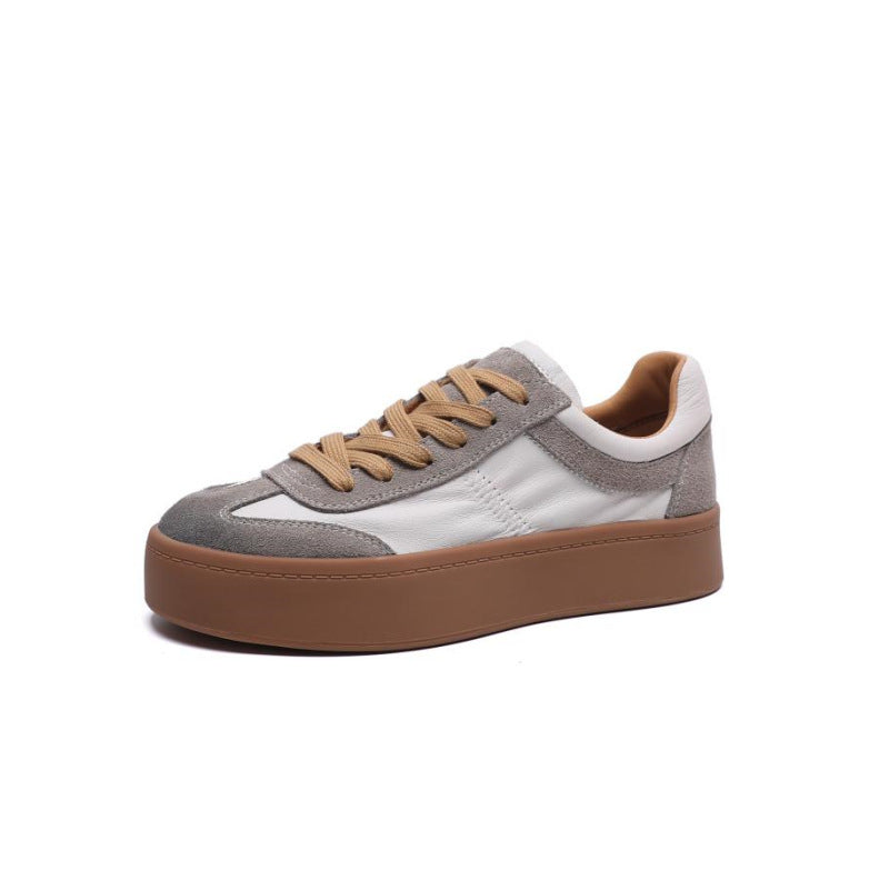 Women's Cowhide Genuine Niche Platform Red Soft Sneakers