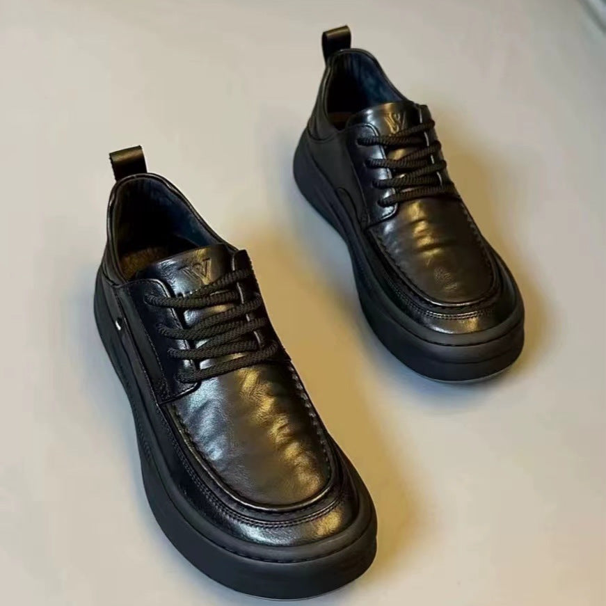 Men's Cowhide Fleece-lined Thick Winter Pure Business Men's Shoes