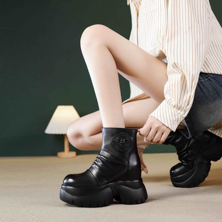 Women's Platform Soft Genuine Martin Height Increasing Boots
