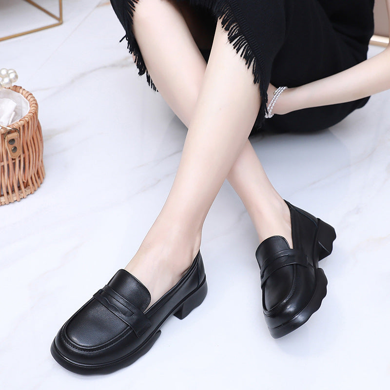 Women's First Layer Cattlehide Fashion Pumps One Pedal Loafers