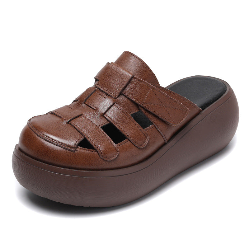 Women's Retro Flip-flops Fashion Outerwear Thick Bottom Slippers