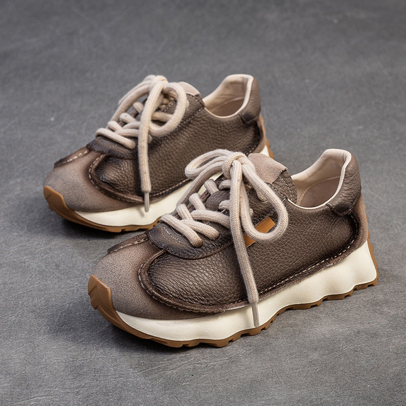 Retro Handmade First Layer Cowhide Pumps Niche Design Leisure Casual Shoes