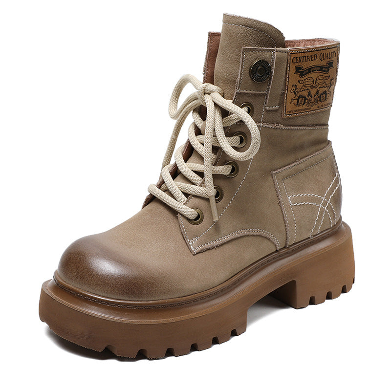 Women's Top Layer Cowhide Martin Retro Fashionable Boots