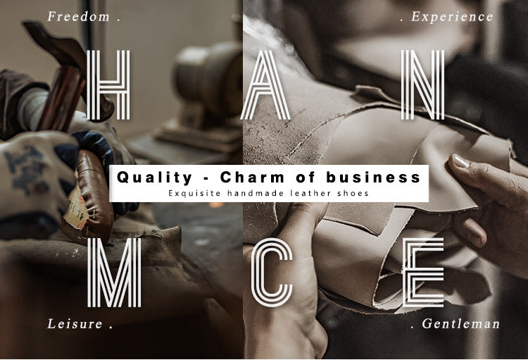 Men's Brogue Business Formal Wear Cowhide Square Leather Shoes