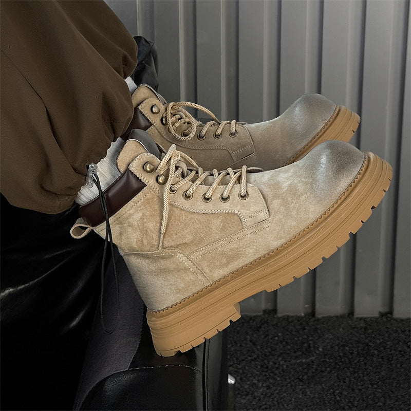 Men's Versatile Retro Ankle Thick-soled Green Tooling Boots