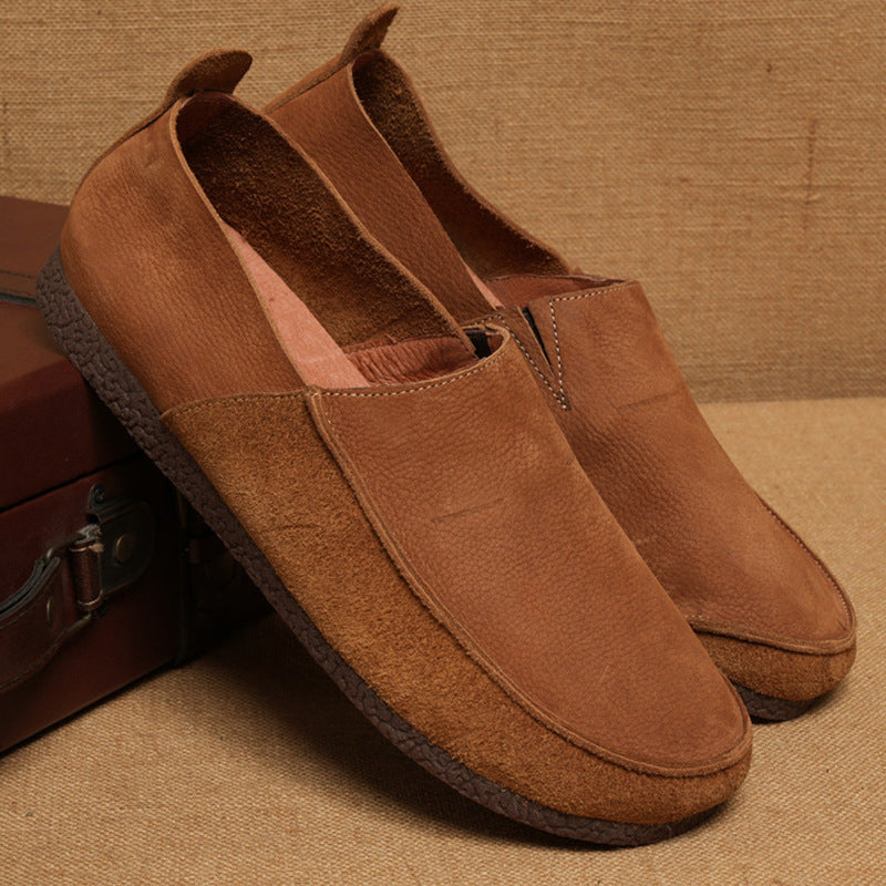 Men's Flat Pumps Slip-on Business Lightweight Fashion Leather Shoes