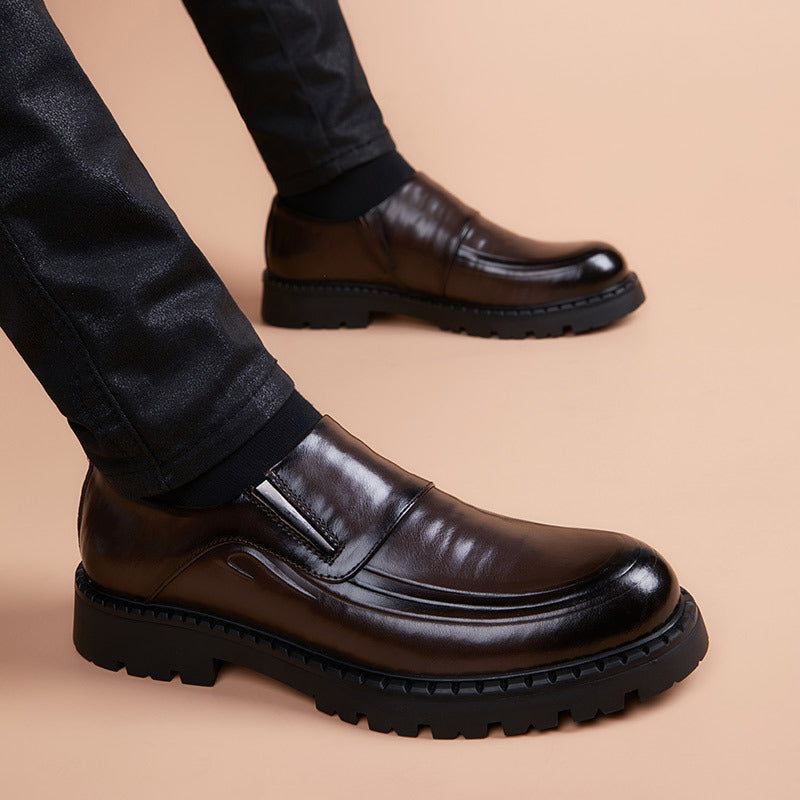 Popular Men's Fashion Slip-on Green Support Men's Business Leather Shoes