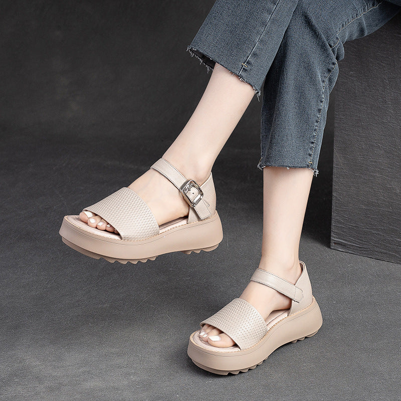 Women's Thick Bottom Breathable Peep Toe Buckle Sandals