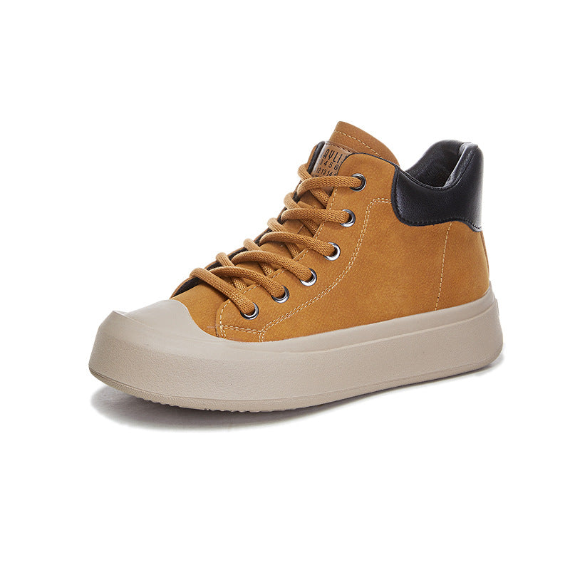 Women's Cowhide Vintage Platform Ankle Boy With Boots