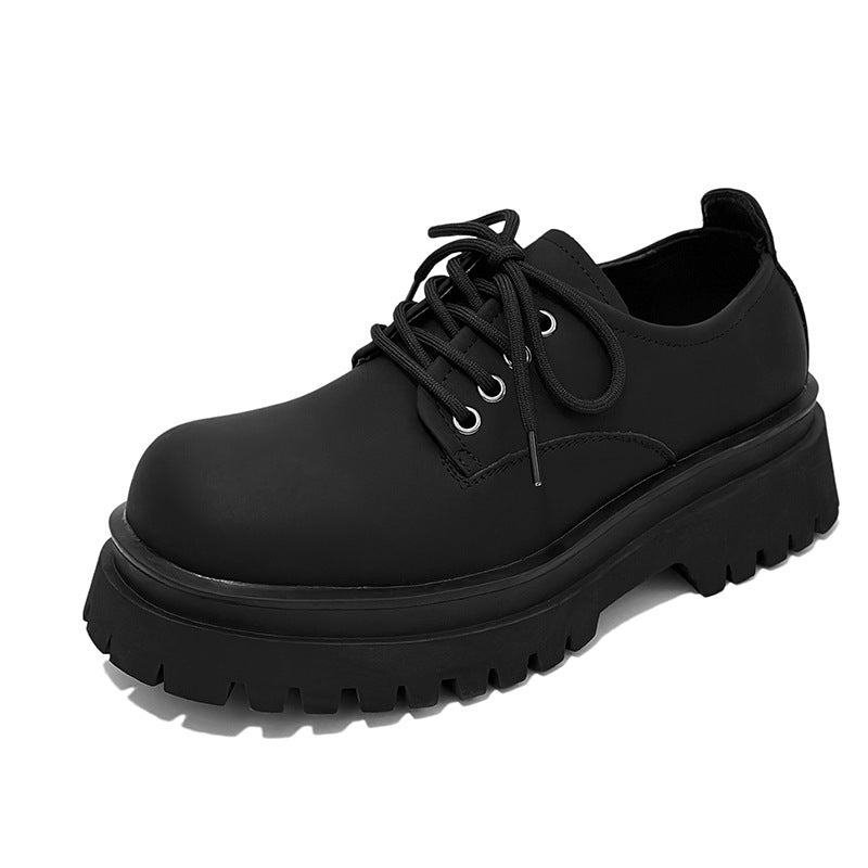 Men's Thick Bottom Derby British Style Niche Leather Shoes