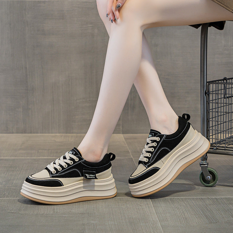 Women's White Autumn Thick Bottom Breathable Show Women's Casual Shoes