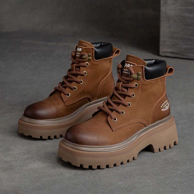 Women's Shu Retro Fashion Polished Platform Martin Boots