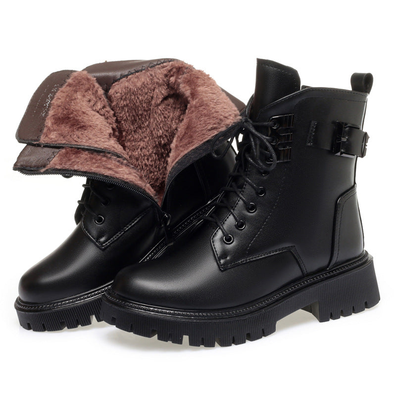Women's Ankle British Style Soft Veet Thick Wool Big Boots