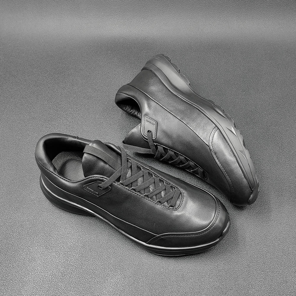 Men's Black Top Layer Cowhide Minority Autumn Casual Shoes