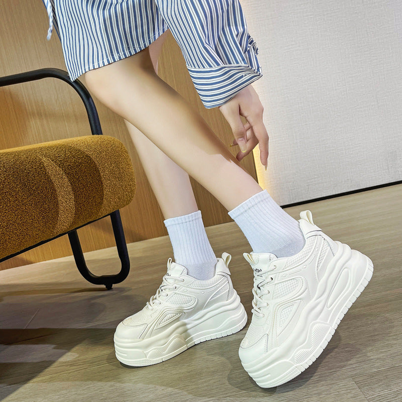 Women's Genuine Elevator White Platform Wedge Fashion Casual Shoes