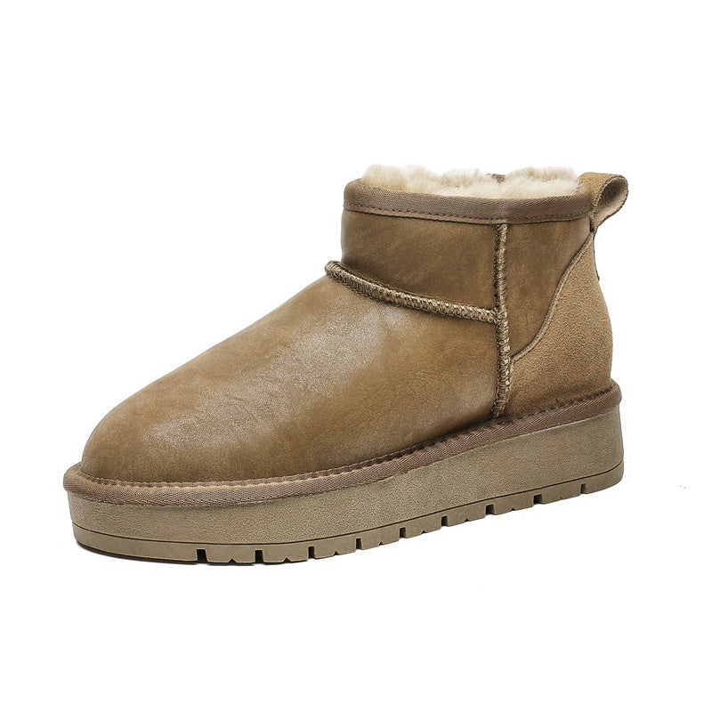Women's Fur Integrated Platform Short Tube Waterproof Winter Boots