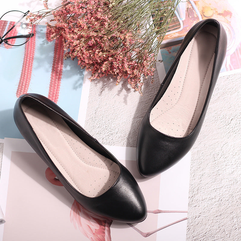 Women's Stewardess Chunky Low-cut Black High-heeled Pointed Women's Shoes