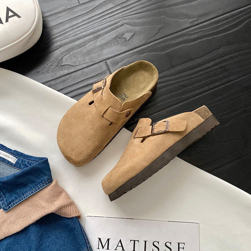 Women's Thick Bottom Toe Cap Half Retro Slippers