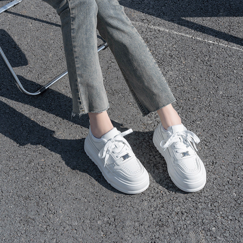 Women's Cowhide Version Small Height Increasing Genuine Platform Women's Shoes