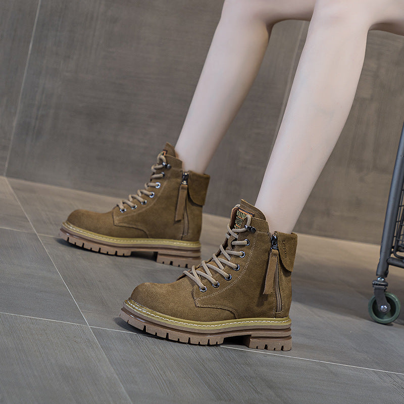 Women's Matte Martin Retro Short Tube Worker British Women's Leather Boots