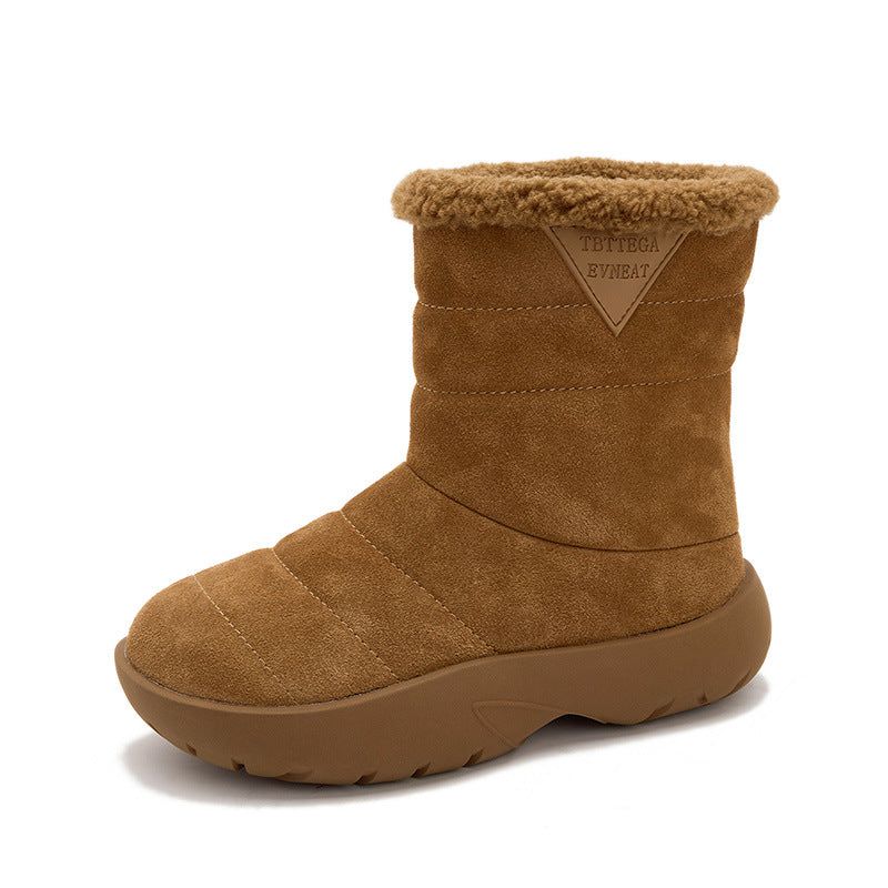 Women's Fleece-lined Thick Waterproof Northeast Cotton Padded Snow Boots