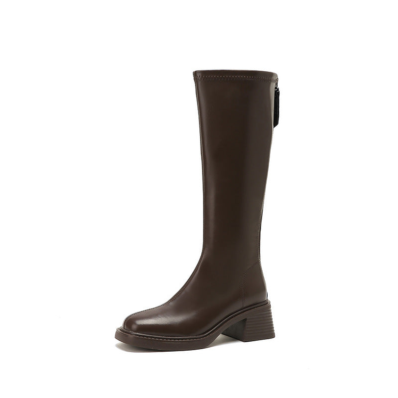 Height Increasing Winter Knight Fashionable Early Autumn Women's Leather Boots