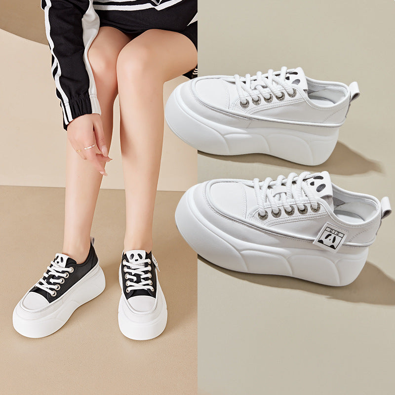 Women's & Men's Spring Height Increasing Insole White Platform Casual Shoes