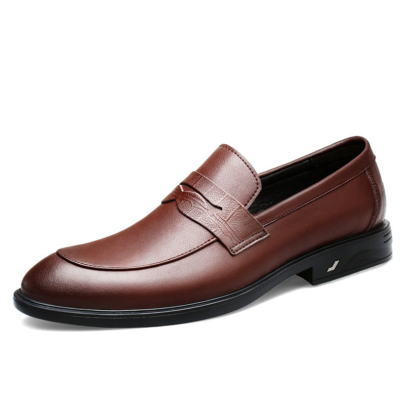 Men's Autumn Slip On Comfortable Cowhide Surface Groom Men's Casual Leather Shoes