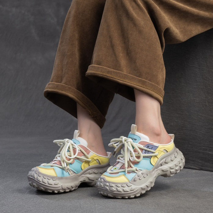 Women's Sole Increased Toe Cap Semi Summer Breathable Slip-on Thick-soles Slippers