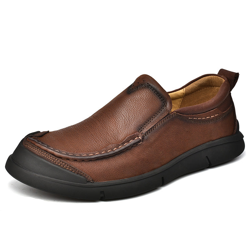 Men's Pedal Soft Bottom Lightweight Top Layer Leather Shoes