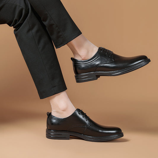 Men's Spring Business Top Layer Cowhide Breathable Leather Shoes