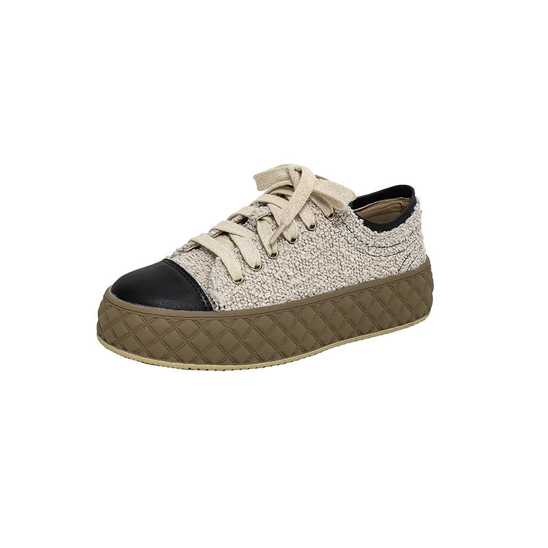 Women's & Men's Mom Temperament Classic Style Thick Diamond Plaid Sole Men's Shoes