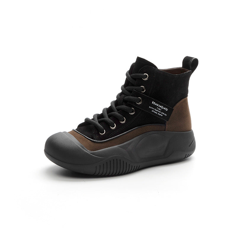 Booties Closed Toe Retro Lace Up Boots