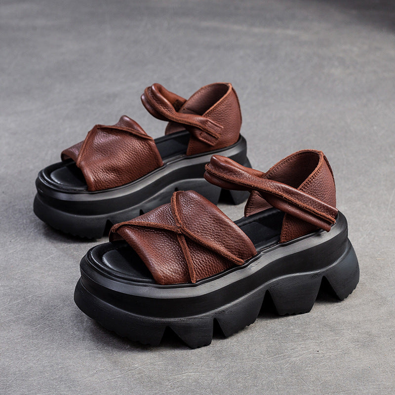 Women's Platform Retro Velcro Open Toe Fashion Sandals