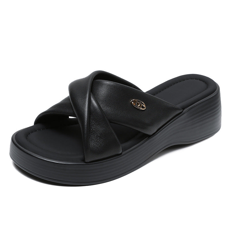Women's Outer Wear Summer Genuine Flat Comfortable Slippers