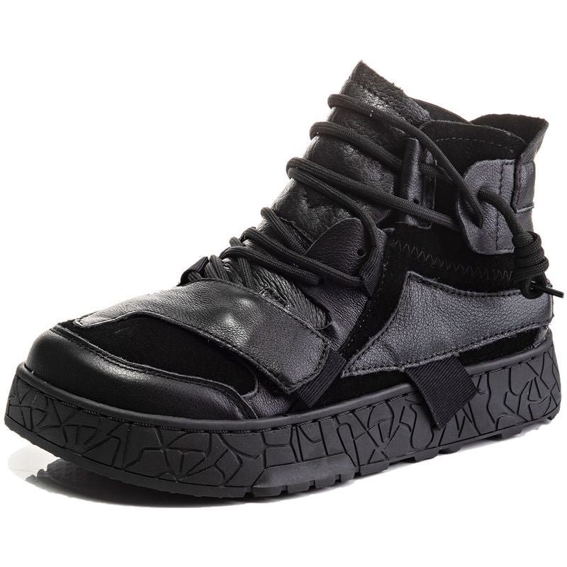 Women's Korean Style Cowhide Dad White Platform Sneakers