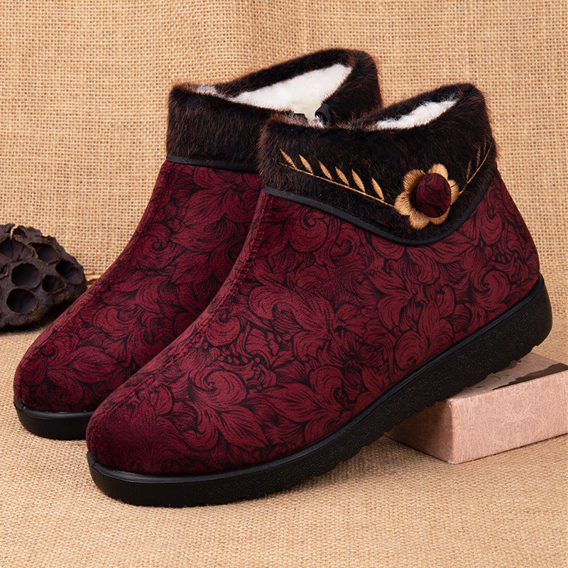 Women's Winter Wool Old Cloth Fleece-lined Thick Women's Shoes