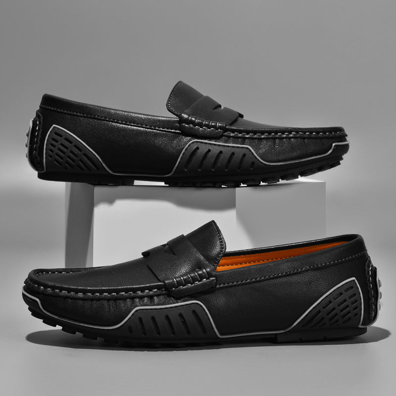 Men's Real With Fleece Lining Trendy Cowhide Casual Shoes