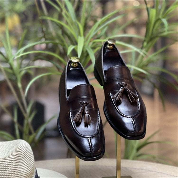 Men's Look Tassel British Style Genuine Slip On Leather Shoes