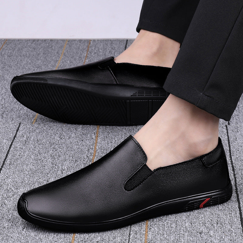 Men's Cowhide Breathable Soft Bottom Slip-on Lazy Leather Shoes