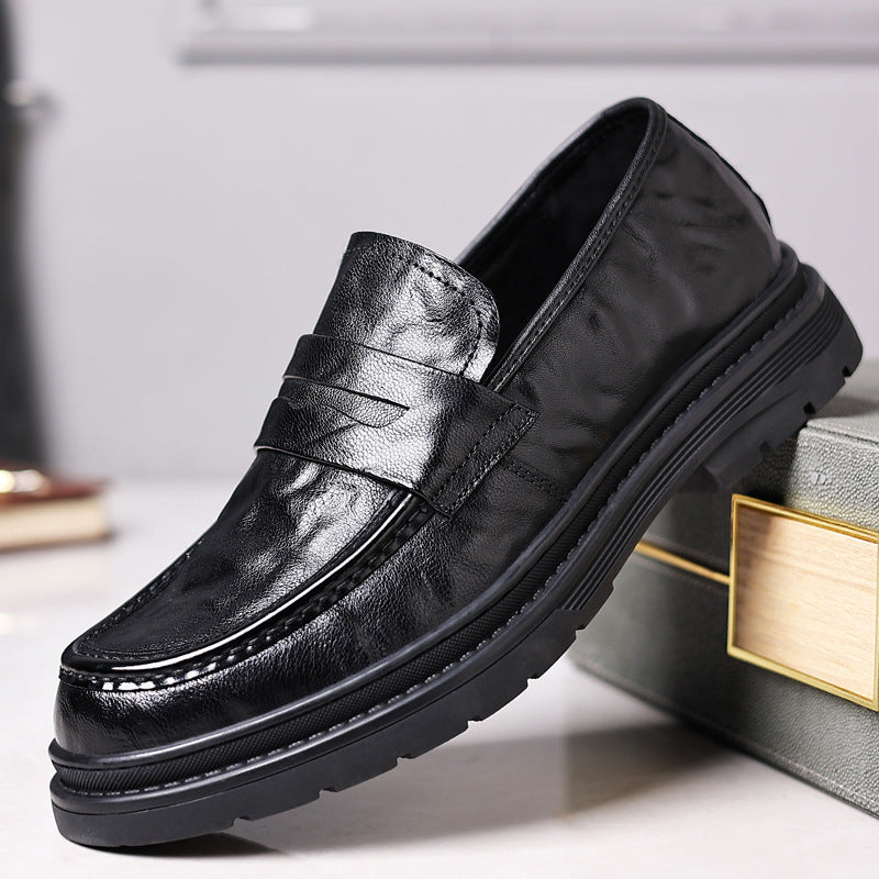 Men's Sheepskin Business Big Head Genuine Formal British Style Men's Shoes