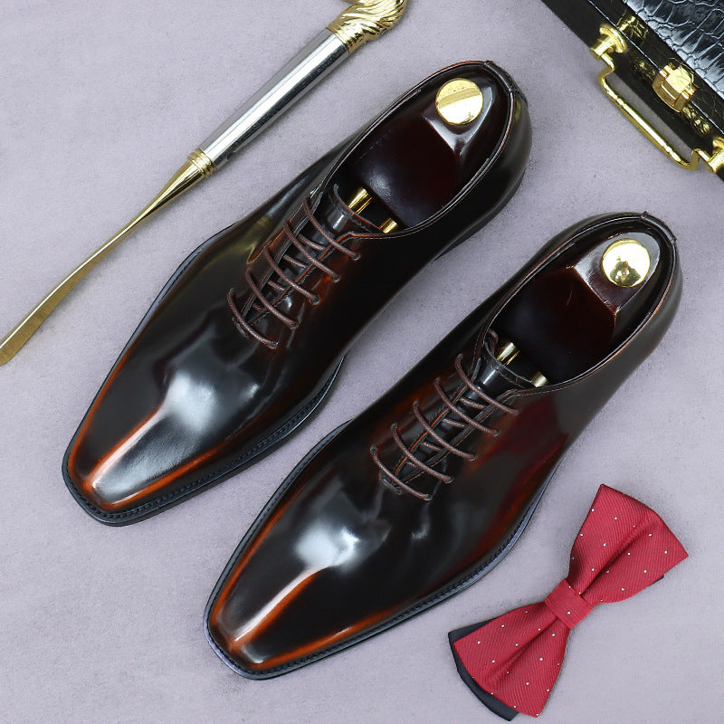 Men's Big Promotion Straight Hair Glossy Business Formal Wear Leather Shoes