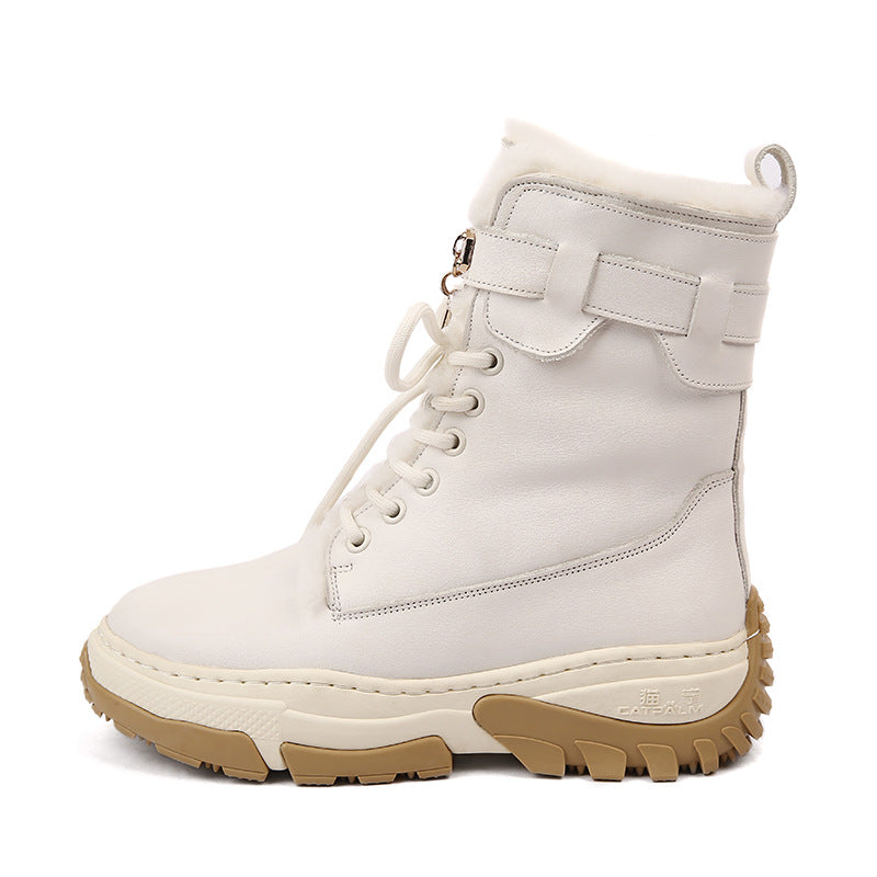 Women's Integrated Lock Head Thick Bottom Fleece-lined Snow Boots