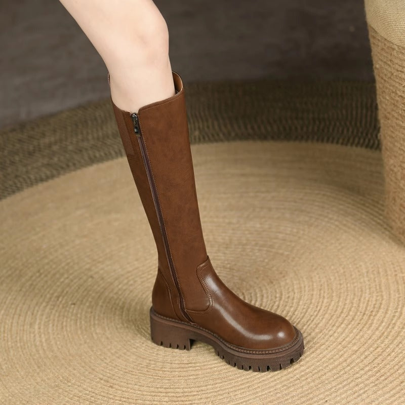 Widened Plus Size High Below The Knee Thick Bottom Boots