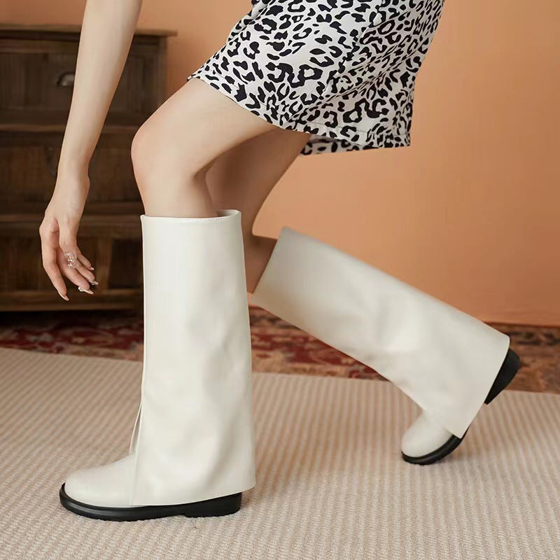 Women's Cowhide Version Thick Bottom Pants Fried Street Boots