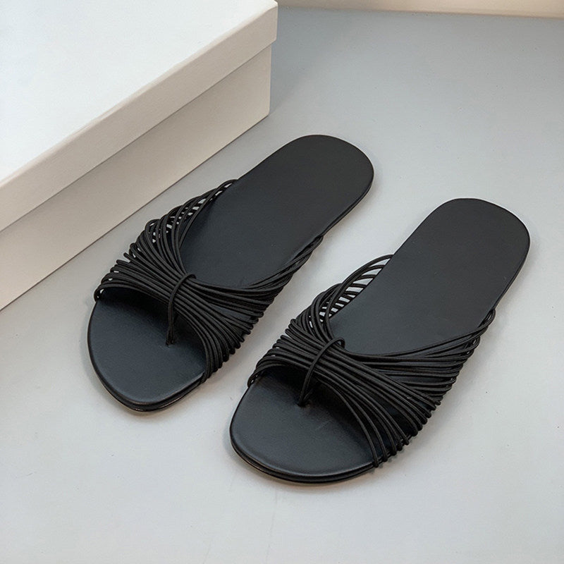 Women's Niche Rope Woven Summer Versatile Fashion Flat Slippers