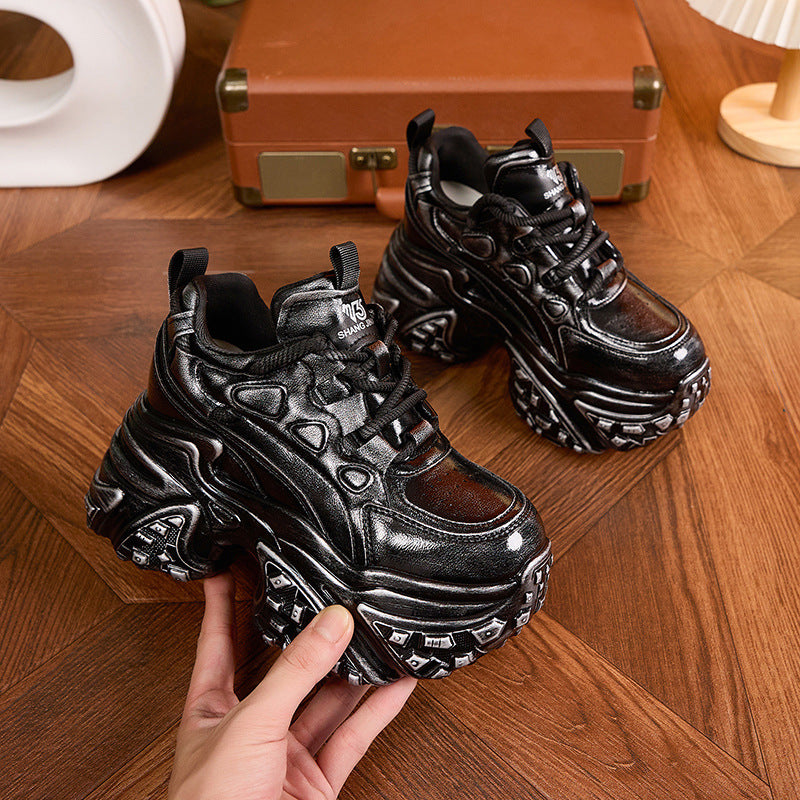 Women's Platform Dad Height Increasing Insole Gel Polish Retro Sneakers