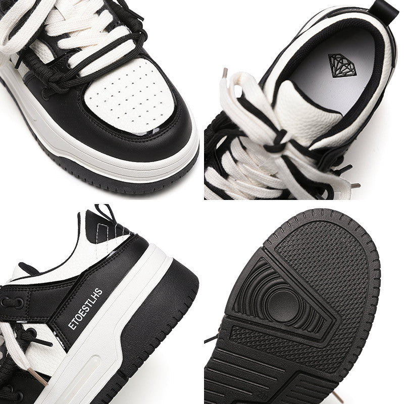 Women's Straight Hair Genuine Board Versatile Platform Sneakers